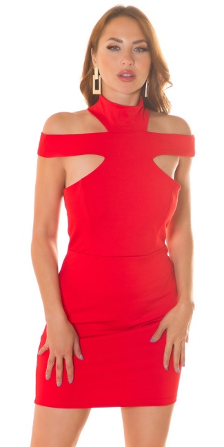 KouCla mini dress with Collar & Cut outs Red